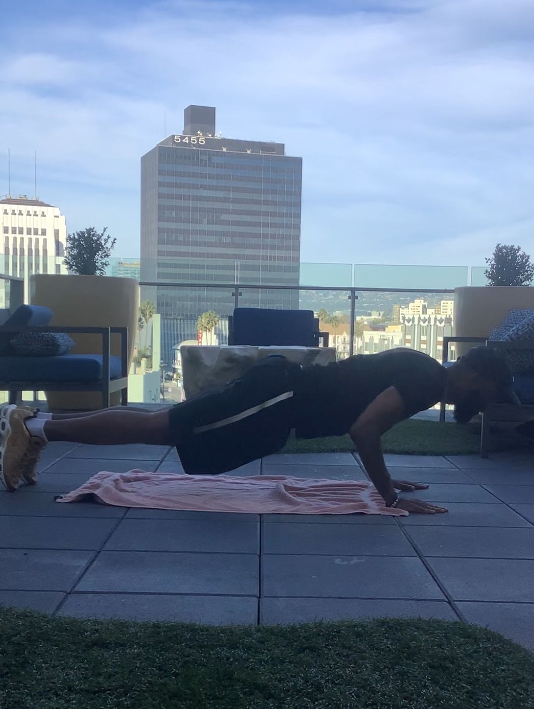 Rooftop workout in Hollywood